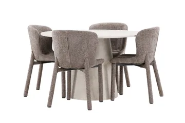 Rund matgrupp Venture Home Brun Beige 4st - Møbler - Bord - Spisegrupper