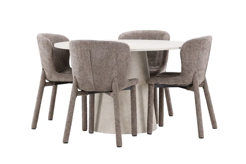 Rund matgrupp Venture Home Brun Beige 4st - Møbler - Bord - Spisegrupper