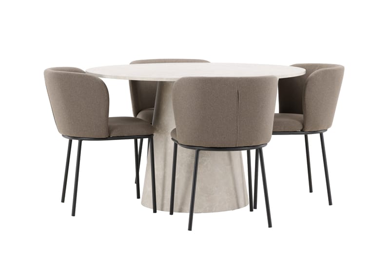 Rund matgrupp Venture Home Brun Beige 4st - Møbler - Bord - Spisegrupper