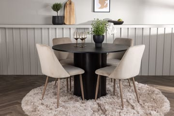 Rund matgrupp Venture Home Brun Svart 4st - Møbler - Bord - Spisegrupper