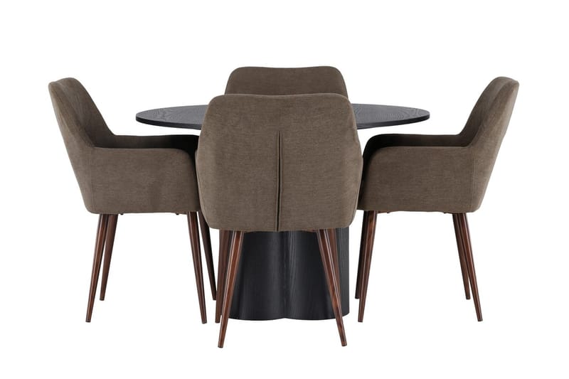 Rund matgrupp Venture Home Brun Svart 4st - Møbler - Bord - Spisegrupper