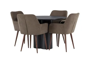 Rund matgrupp Venture Home Brun Svart 4st - Møbler - Bord - Spisegrupper