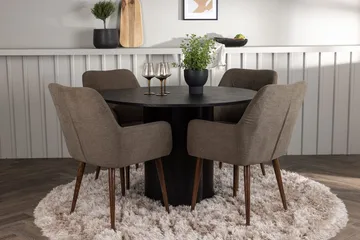 Rund matgrupp Venture Home Brun Svart 4st - Møbler - Bord - Spisegrupper