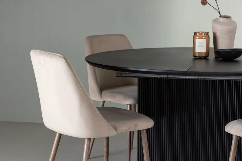 Rund matgrupp Venture Home Brun Svart 4st - Møbler - Bord - Spisegrupper