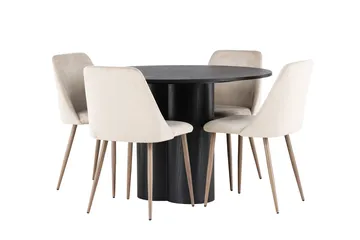 Rund matgrupp Venture Home Brun Svart 4st - Møbler - Bord - Spisegrupper