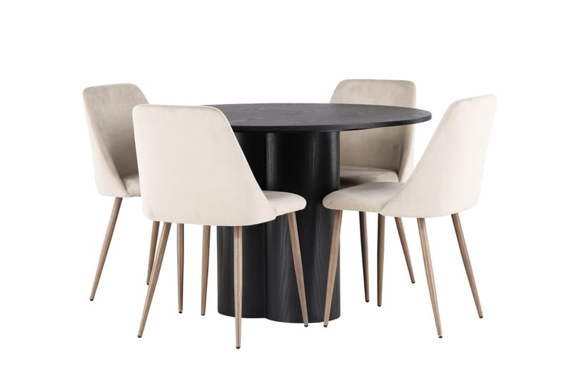 Rund matgrupp Venture Home Brun Svart 4st - Møbler - Bord - Spisegrupper