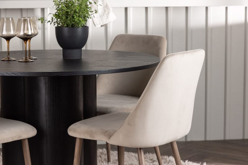 Rund matgrupp Venture Home Brun Svart 4st - Møbler - Bord - Spisegrupper