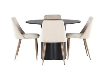 Rund matgrupp Venture Home Brun Svart 4st - Møbler - Bord - Spisegrupper