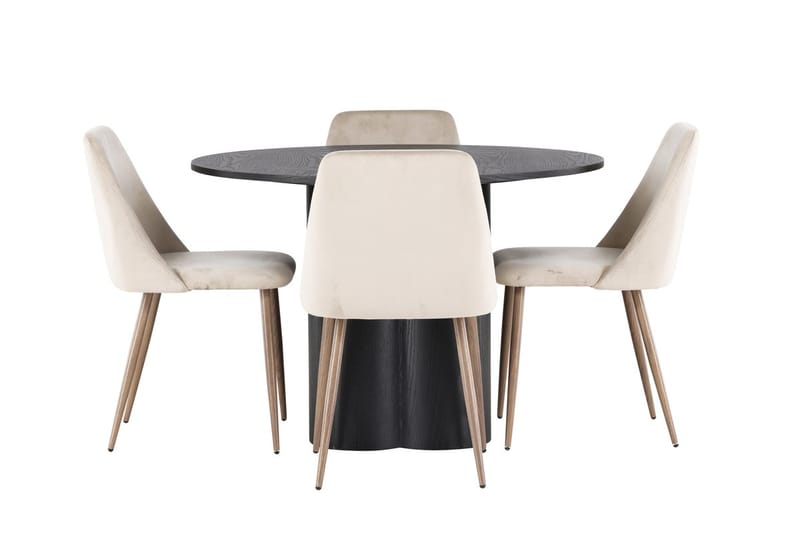 Rund matgrupp Venture Home Brun Svart 4st - Møbler - Bord - Spisegrupper