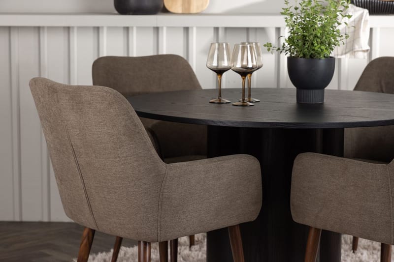 Rund matgrupp Venture Home Brun Svart 4st - Møbler - Bord - Spisegrupper