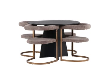 Rund matgrupp Venture Home Brun Svart 4st - Møbler - Bord - Spisegrupper