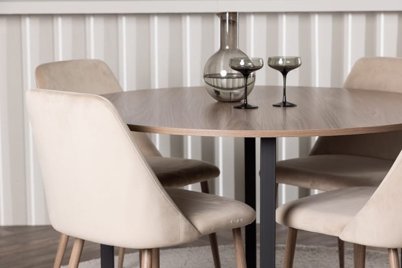 Rund matgrupp Venture Home Brun Valnöt 4st - Møbler - Bord - Spisegrupper