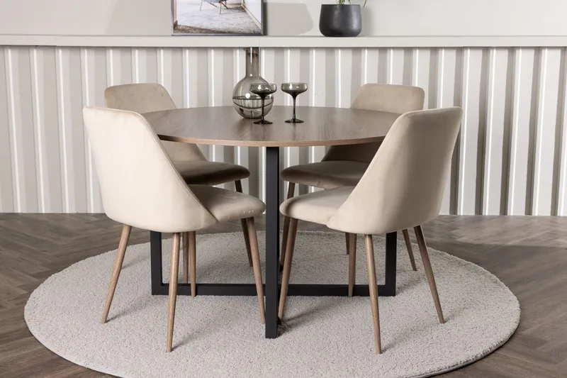 Rund matgrupp Venture Home Brun Valnöt 4st