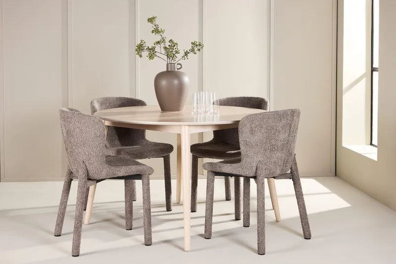 Rund matgrupp Venture Home Brun Vitputsad 4st