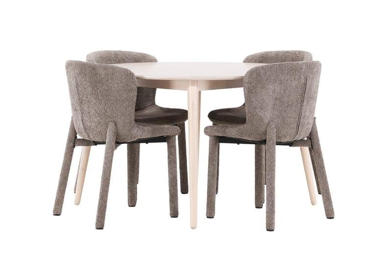 Rund matgrupp Venture Home Brun Vitputsad 4st - Møbler - Bord - Spisegrupper