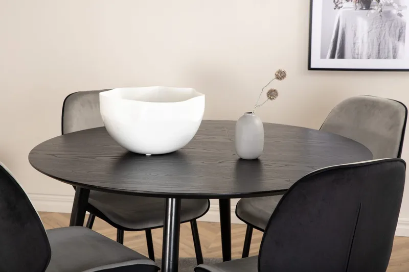 Rund matgrupp Venture Home Grå Svart 4st - Møbler - Bord - Spisegrupper
