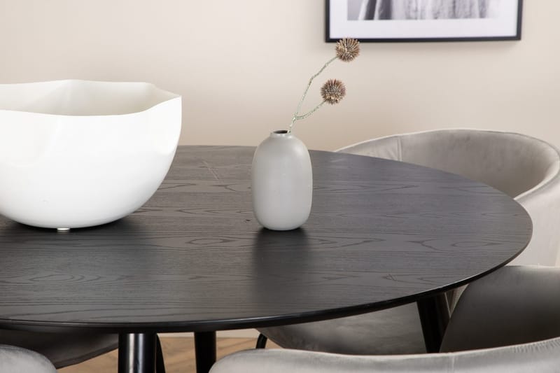 Rund matgrupp Venture Home Grå Svart 4st - Møbler - Bord - Spisegrupper