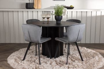 Rund matgrupp Venture Home Grå Svart 4st - Møbler - Bord - Spisegrupper