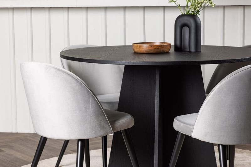 Rund matgrupp Venture Home Grå Svart 4st - Møbler - Bord - Spisegrupper