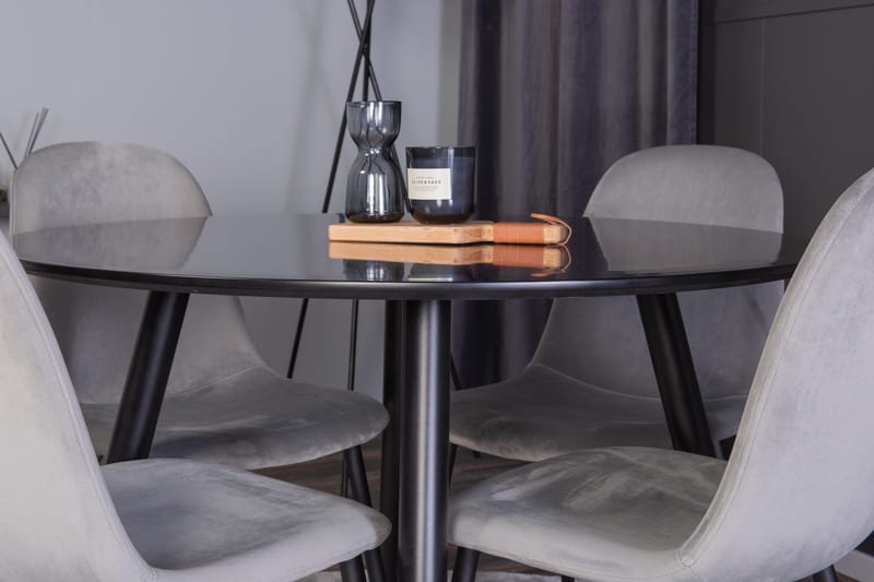 Rund matgrupp Venture Home Grå Svart 4st - Møbler - Bord - Spisegrupper