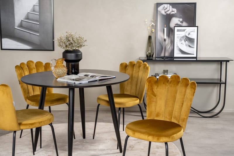 Rund matgrupp Venture Home Gul Svart 4st - Møbler - Bord - Spisegrupper