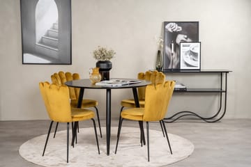 Rund matgrupp Venture Home Gul Svart 4st - Møbler - Bord - Spisegrupper