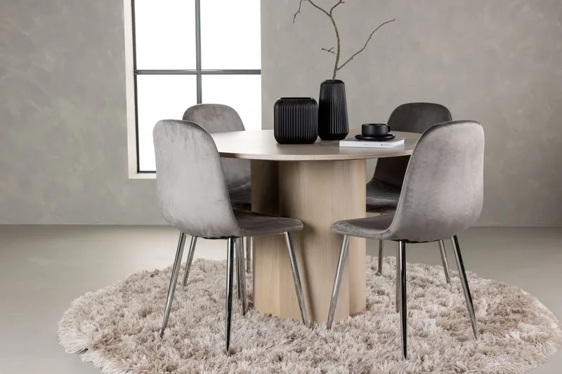 Rund matgrupp Venture Home Ljusgrå Ljust trä 4st