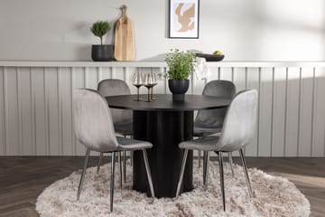 Rund matgrupp Venture Home Ljusgrå Svart 4st - Lysegrå og svart - Møbler - Bord - Spisegrupper