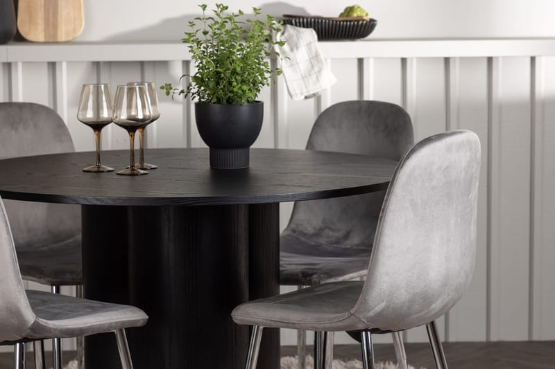 Rund matgrupp Venture Home Ljusgrå Svart 4st - Lysegrå og svart - Møbler - Bord - Spisegrupper