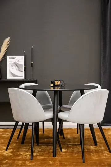 Rund matgrupp Venture Home Ljusgrå Svart 4st - Møbler - Bord - Spisegrupper