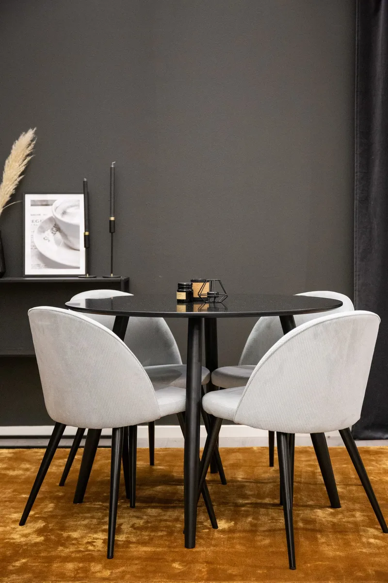 Rund matgrupp Venture Home Ljusgrå Svart 4st