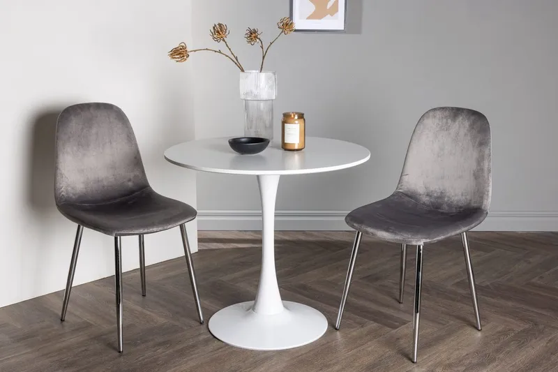 Rund matgrupp Venture Home Ljusgrå Vit 2st, Lysegrå og hvid