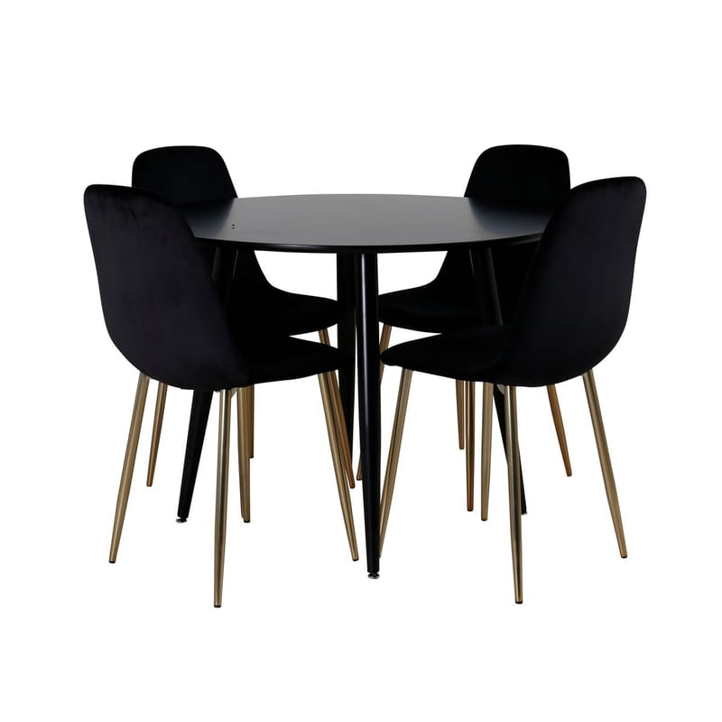 Rund matgrupp Venture Home Mässing Svart 4st - Møbler - Bord - Spisegrupper