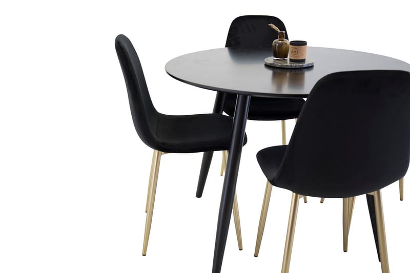 Rund matgrupp Venture Home Mässing Svart 4st - Møbler - Bord - Spisegrupper