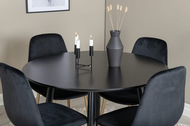 Rund matgrupp Venture Home Mässing Svart 4st - Møbler - Bord - Spisegrupper