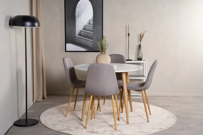 Rund matgrupp Venture Home Mörkbeige Vit Natur - Møbler - Bord - Spisegrupper