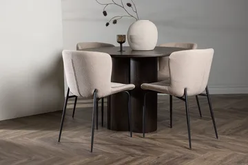 Mørkt tre/Beige/Svart - Vit, beige