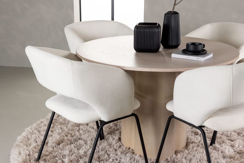 Rund matgrupp Venture Home Offwhite Ljust trä 4st - Møbler - Bord - Spisegrupper
