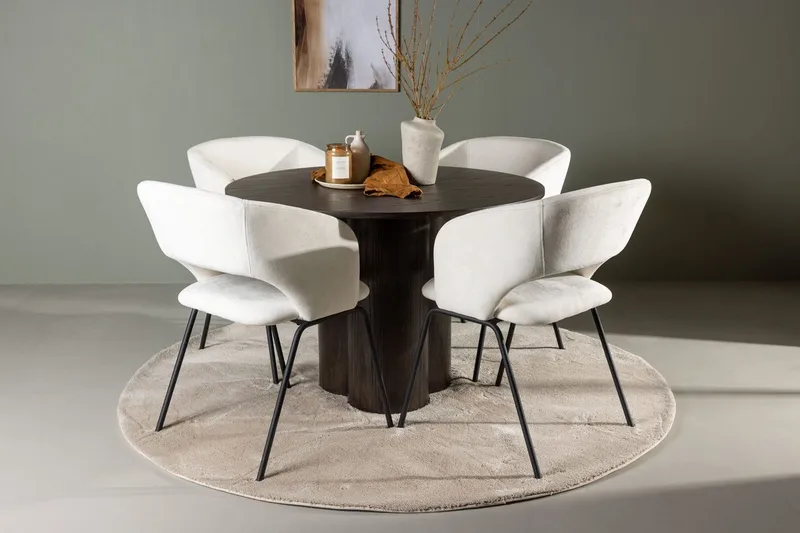 Rund matgrupp Venture Home Offwhite Mörkt trä 4st
