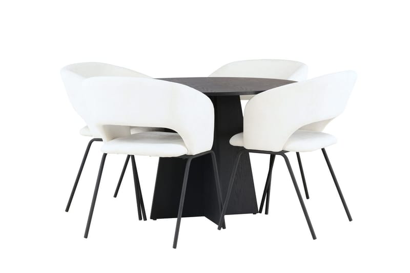 Rund matgrupp Venture Home Offwhite Svart 4st - Møbler - Bord - Spisegrupper