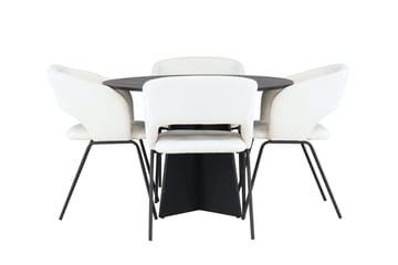 Rund matgrupp Venture Home Offwhite Svart 4st - Møbler - Bord - Spisegrupper