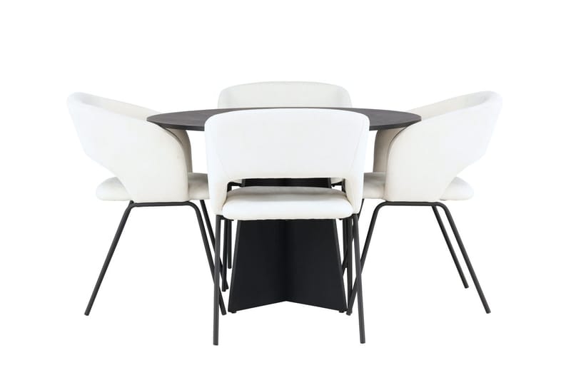 Rund matgrupp Venture Home Offwhite Svart 4st - Møbler - Bord - Spisegrupper
