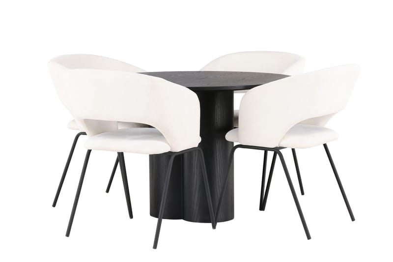 Rund matgrupp Venture Home Offwhite Svart 4st - Møbler - Bord - Spisegrupper