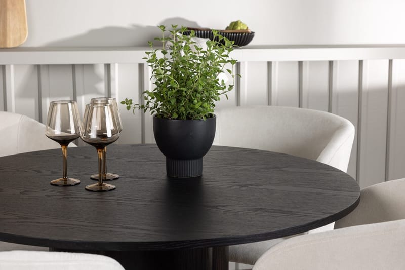 Rund matgrupp Venture Home Offwhite Svart 4st - Møbler - Bord - Spisegrupper