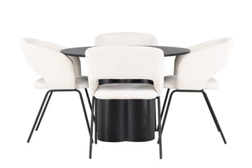Rund matgrupp Venture Home Offwhite Svart 4st - Møbler - Bord - Spisegrupper