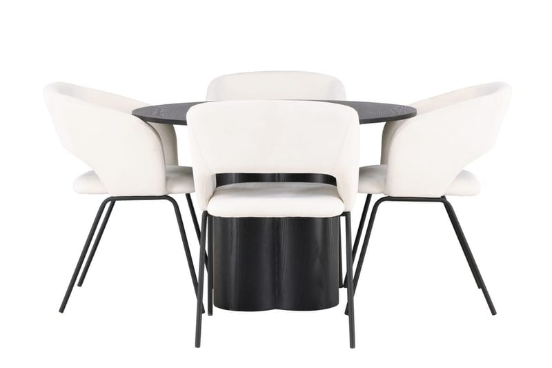 Rund matgrupp Venture Home Offwhite Svart 4st - Møbler - Bord - Spisegrupper