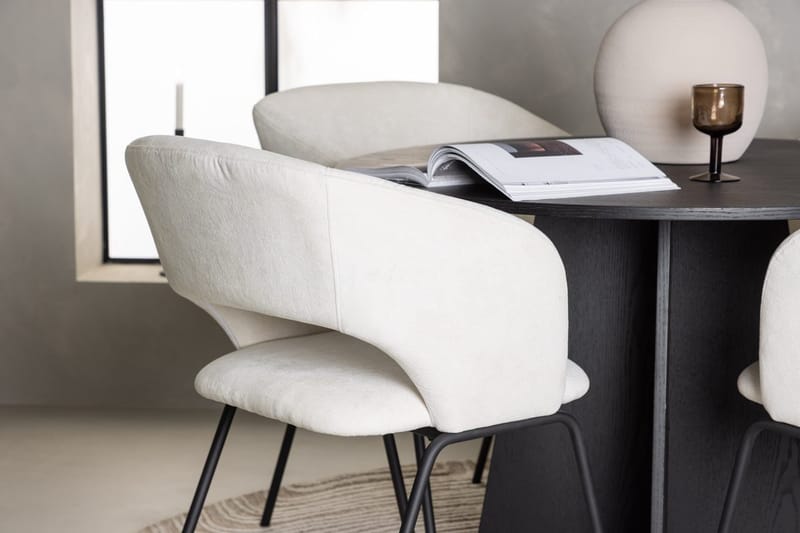 Rund matgrupp Venture Home Offwhite Svart 4st - Møbler - Bord - Spisegrupper