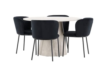 Rund matgrupp Venture Home Svart Beige 4st - Møbler - Bord - Spisegrupper