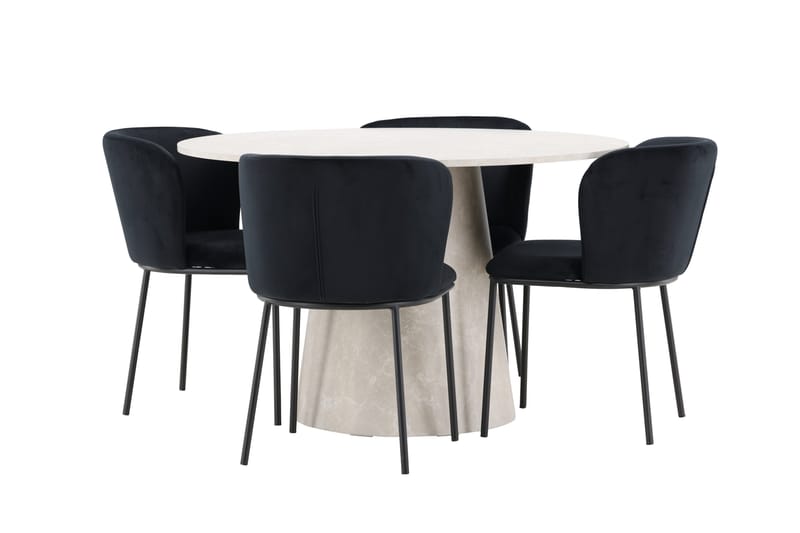 Rund matgrupp Venture Home Svart Beige 4st - Møbler - Bord - Spisegrupper