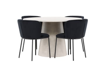 Rund matgrupp Venture Home Svart Beige 4st - Møbler - Bord - Spisegrupper